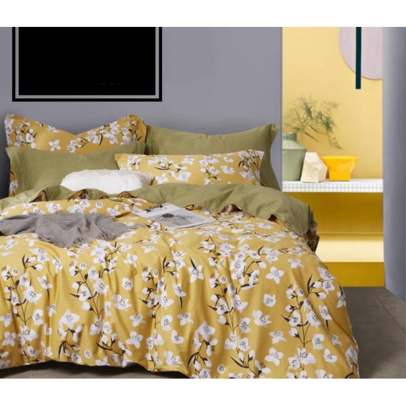 Sprei Katun Jepang Floral Yellow