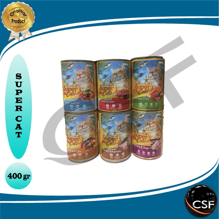 Makanan Kucing kaleng SUPER CAT 400gr All Varian - Makanan kucing basah