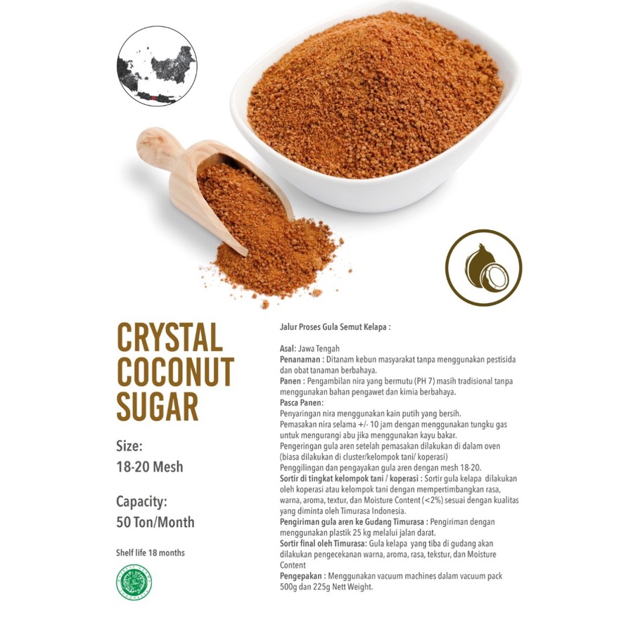 Timurasa, Crystal Coconut Sugar (Gula Semut Kelapa) 225gr