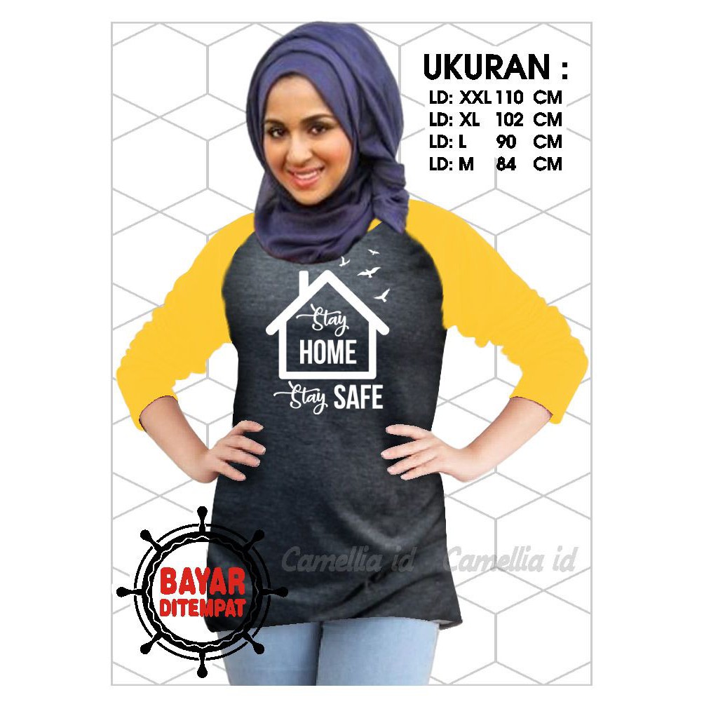 Kaos Raglan (HOME)/Kaos Wanita Lengan 3/4/ Kaos Wanita/ Kaos Cewek/ Kaos Oblong/Misty