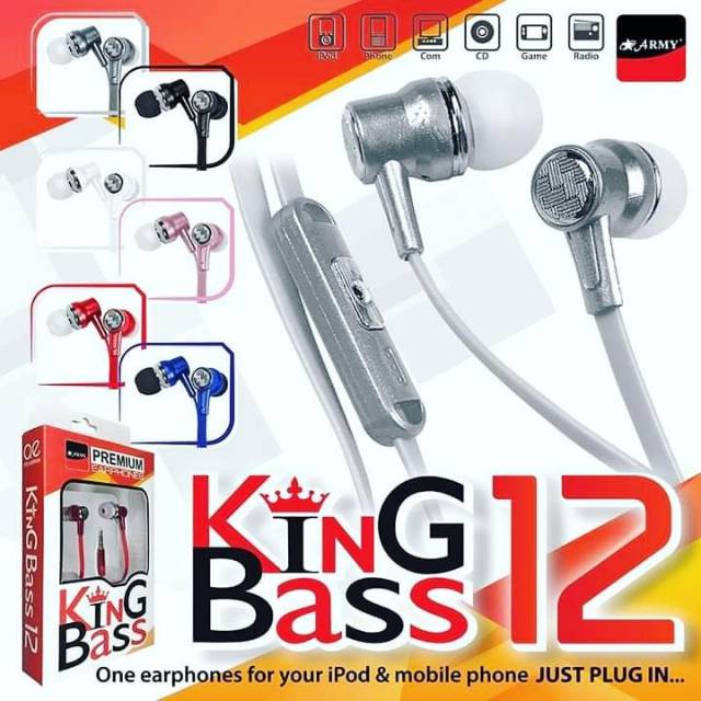 Headset army king bass/headset extra bass