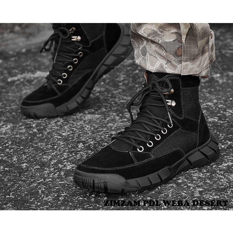 NEW /BARU SEPATU PRIA ZIMZAM PDL WEBA  DESERT  LOW BRIMOOB KULIT ASLI (KULIT ASLI) KOMBINASI KANVAS