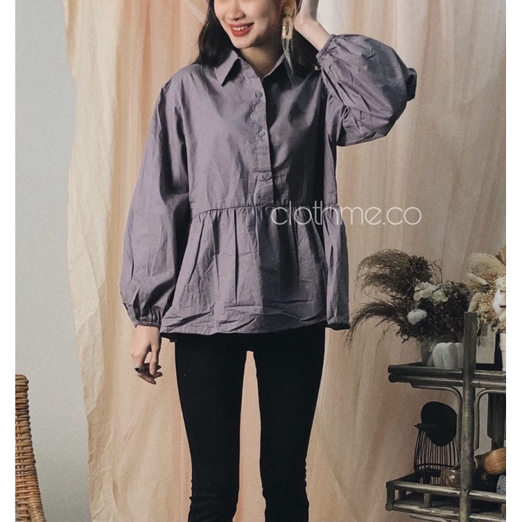 Vivi Top - Clothme.co / Atasan Wanita - Kemeja Wanita - Blouse Wanita-Dark Grey