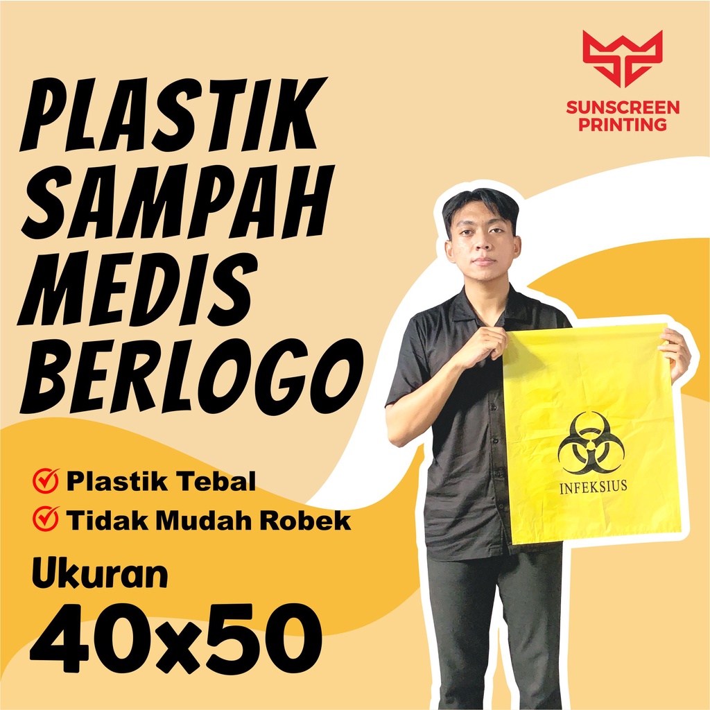 Plastik Sampah Kuning Medis Logo Infeksius 50x70 60x80 60x100 80x100