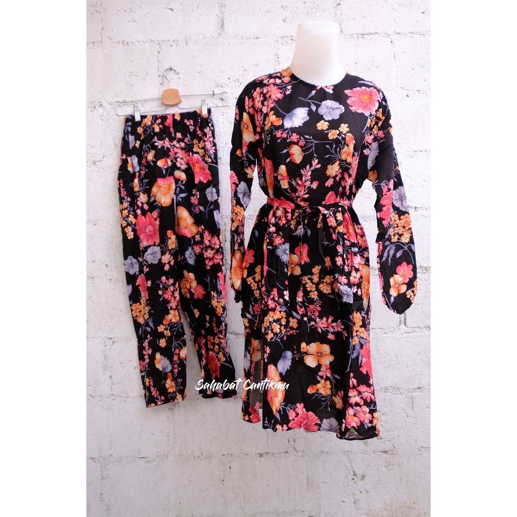 Setelan Kulot Rayon Viscose Batik Motif Bunga