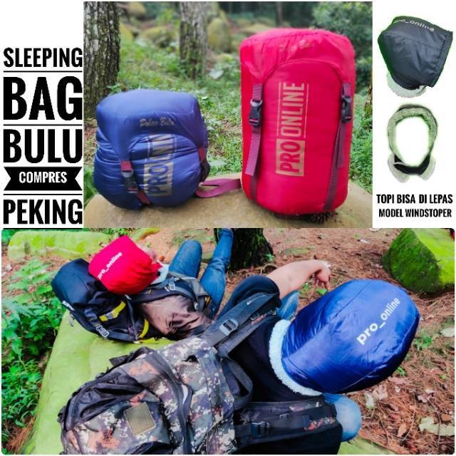 Sleeping Bag Polar Bulu pro_online Extra Tebal - Small Compres