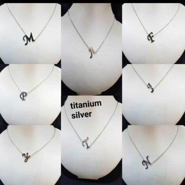 Kalung Titanium asli anti karat kalung Alphabet huruf Stainless steel Premium Quality 02939