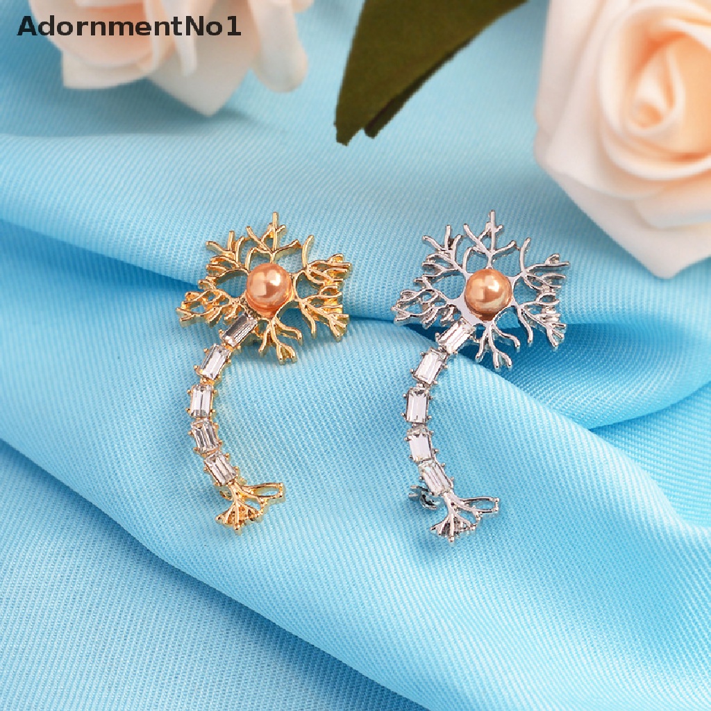 (AdornmentNo1) Bros Pin Enamel Desain Otak Hias Mutiara + Kristal