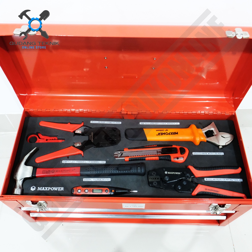 Tool Kit SET 21pcs MAXPOWER MAXTS033 / Peralatan Alat Kelistrikan SET - Hand Tool Tool Box Toolbox 21 pcs MAXPOWER