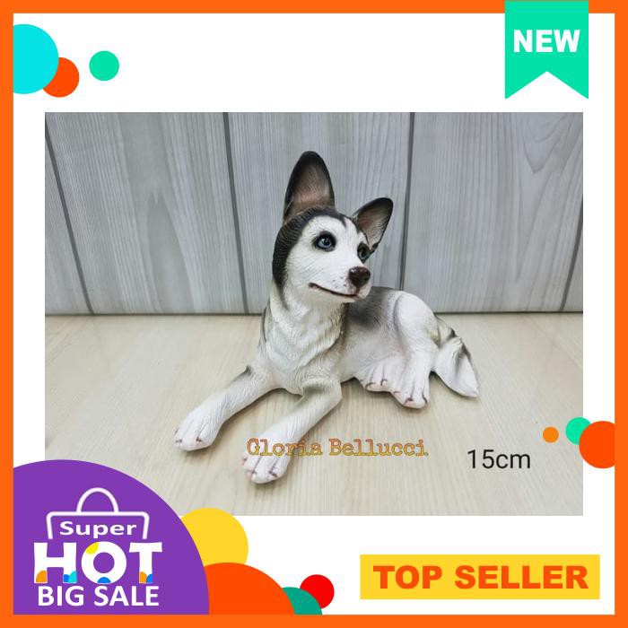 Patung Pajangan Miniatur Anjing Siberian Husky