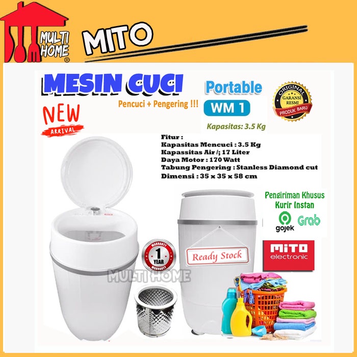 MITO MESIN CUCI PORTABLE 3.5 KG MITO WM1 - Putih