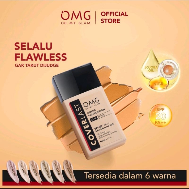 OMG CoverLast Liquid Foundation Alas Bedak | Oh My Glam | SPF 20