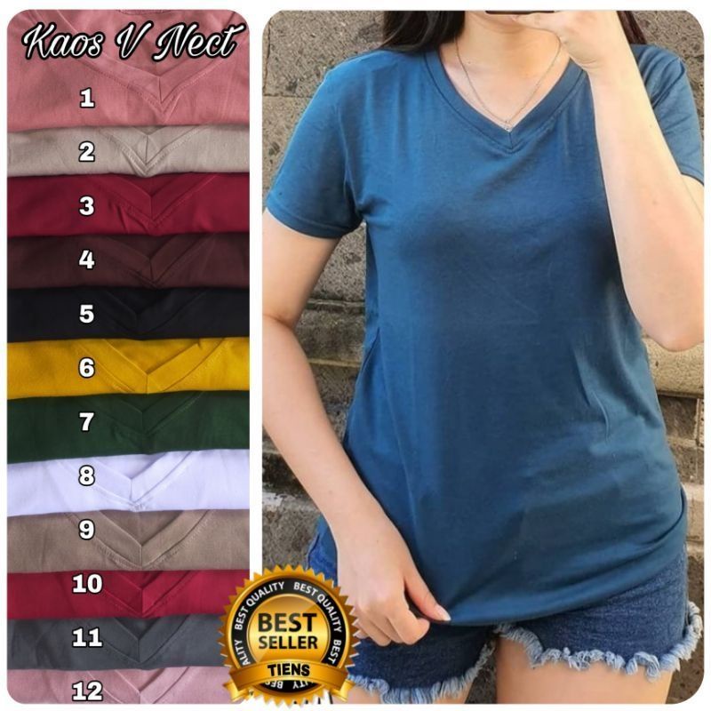 Kaos V neck Polos Wanita Cewek Premium / Korean V Neck