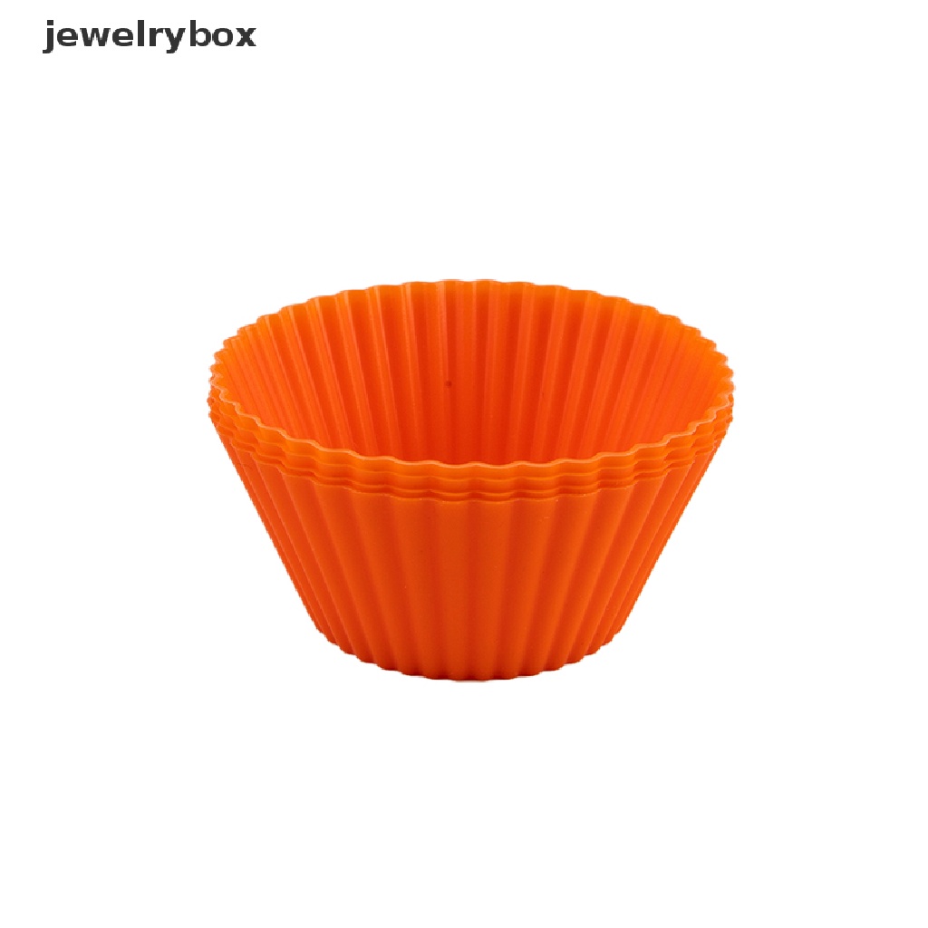 (jewelrybox) 4pcs / Set Cetakan Cupcake / Muffin Bentuk Bulat Bahan Silikon Untuk Perlengkapan Dapur