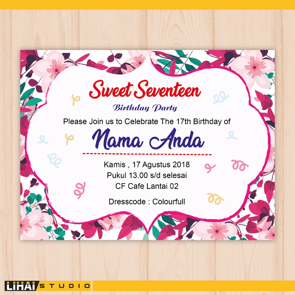 Cetak Undangan Ulang Tahun Sweet Seventeen 04 Shopee Indonesia