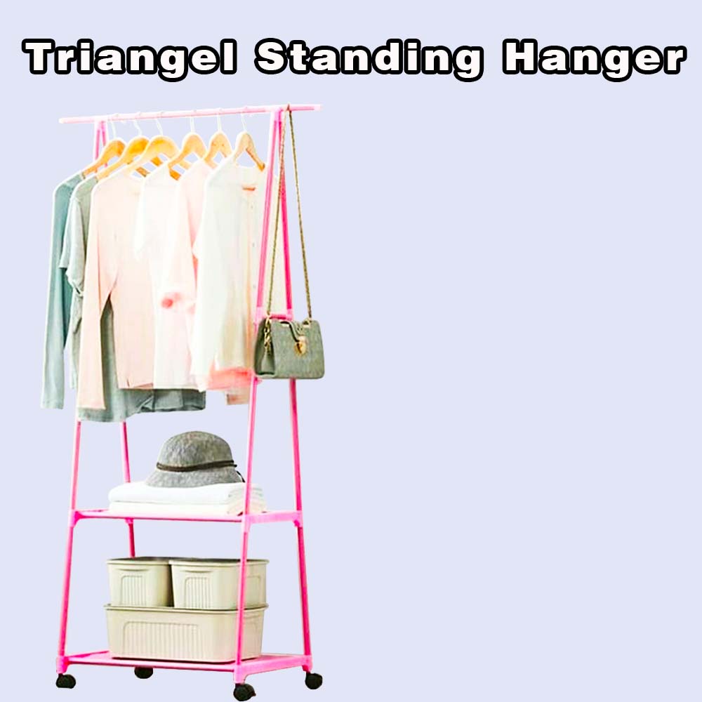 FM - Rak dan Gantungan Baju Segitiga / Triangle Standing Hanger / Rak Baju Segitiga dengan Roda