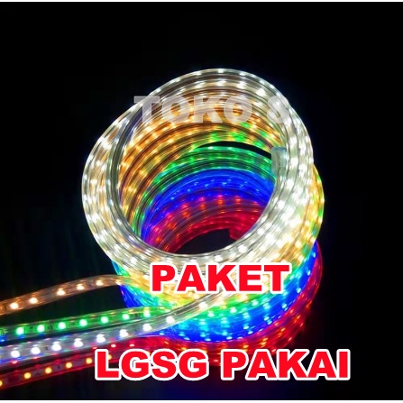 PAKET LAMPU LED STRIP SELANG 220V LENGKAP TINGGAL COLOK 5050 LAMPU HIAS CAFE LED STRIP SIAP PAKAI / LAMPU KAMAR LAMPU PLAFON LAMPU HIAS