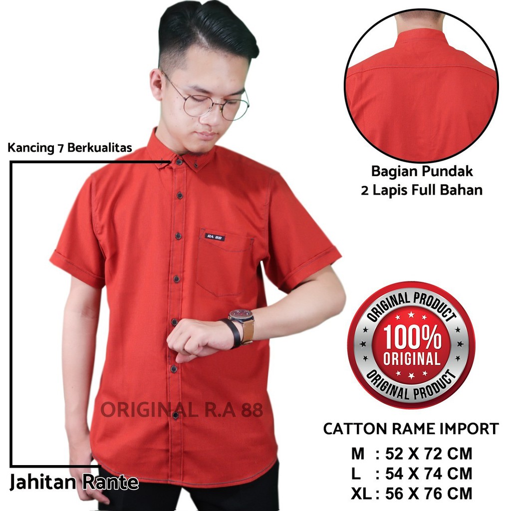 kameja pendek pria katun twill import kameja polos