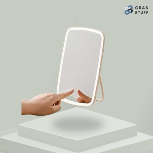 Cermin Makeup Mirror LED Light Recharge / Lampu Led Meja Rias Make Up Lampu Rias Murah Minimalis Cermin Mirror Aesthetic / Cermin Lipat Tombol Touch Portable Beauty Mirror Kaca Rias Make Up / Kaca Cermin Lipat Led Make Up baterai isi ulang