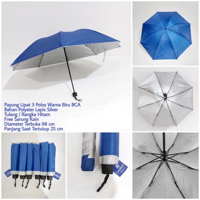 sesuai req payung lipat biru b c a sablonan