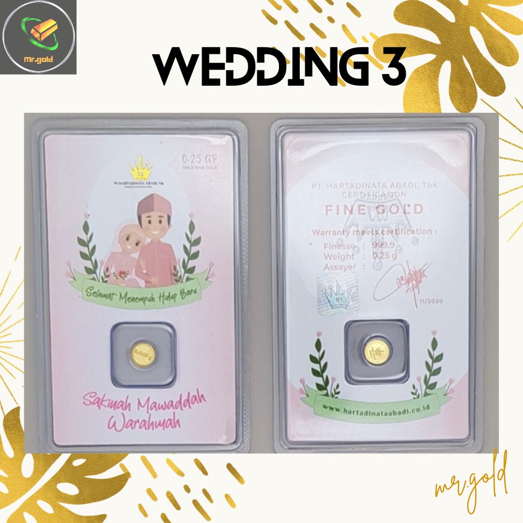 EMAS LOGAM MULIA MINI HARTADINATA ABADI 0.25 GRAM EDISI WEDDING 3 GIFT SERIES ACC LM HT / LM HRTA