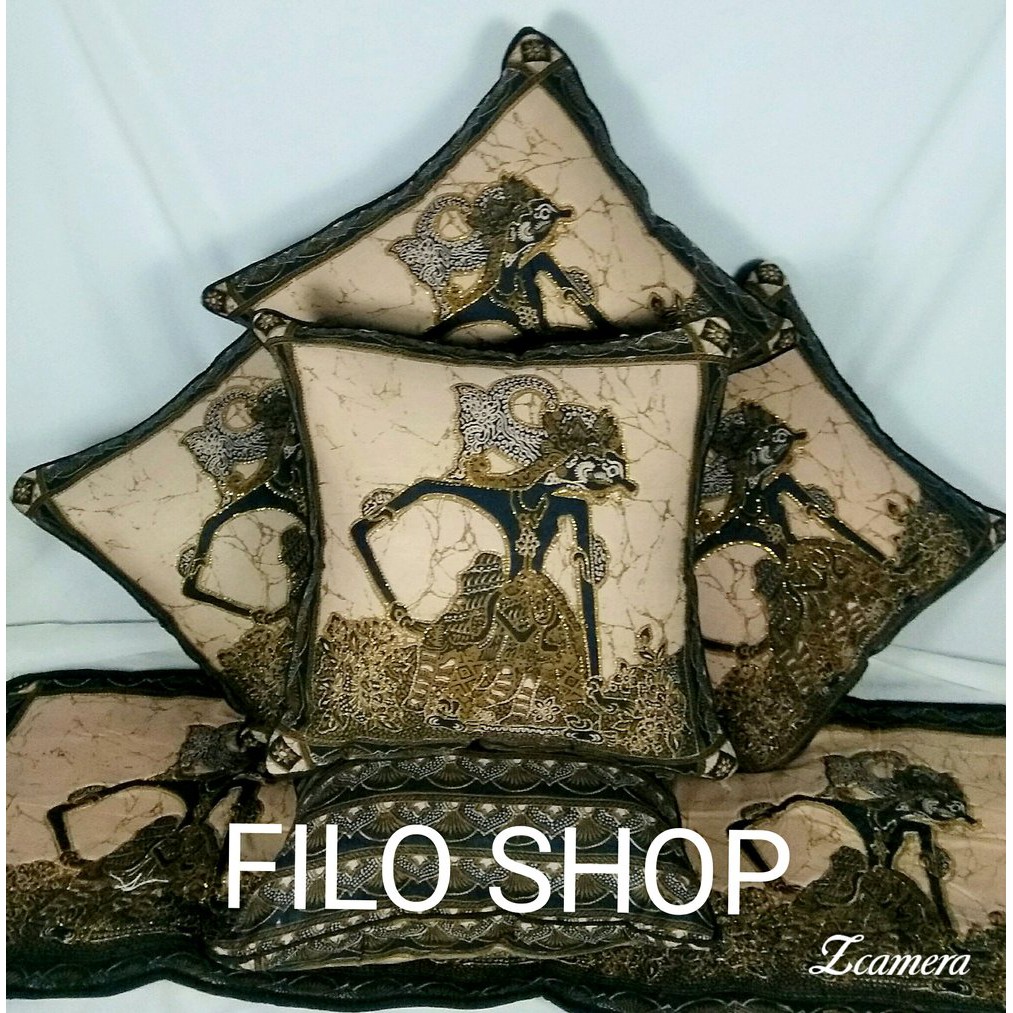 sarung bantal sofa motif wayang bima 40x40cm isi 5 buah Berkualitas