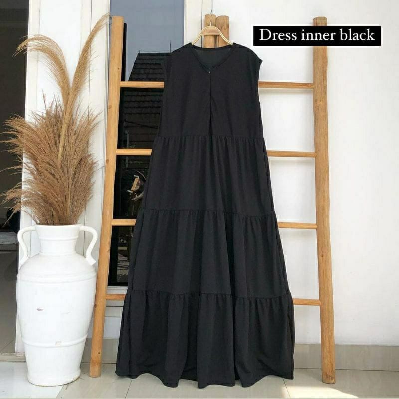 INNER DRESS/INNER DRESS SYAKILA/LONG DRESS TANPA LENGAN/BAHAN RAYON/DRESS BUSUI/INNER TANPA LENGAN