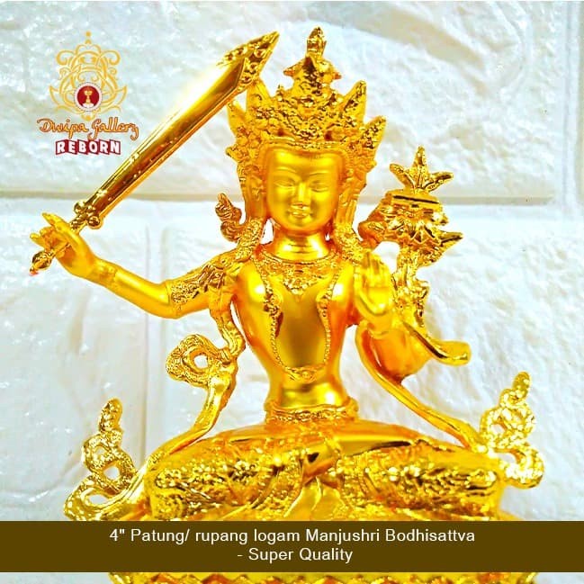 4&quot; Patung/ Rupang Logam Manjushri Bodhisattva - Super Quality