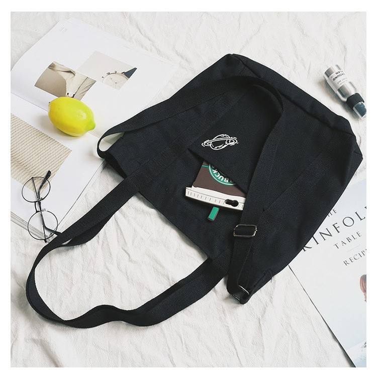 TC-117 tas kanvas canvas wanita import shoulder bag bahu selempang korea jepang sekolah kampus