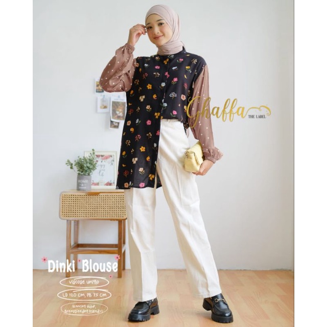 DINKI OVERSIZE BY GHAFFA THE LABEL (BLOUSE MOTIF) Blouse oversize muslimah modern rekomended