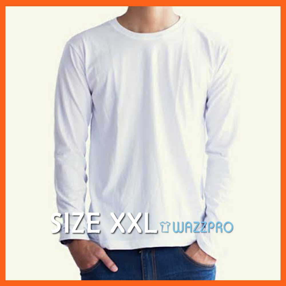 XXL Kaos Polos Distro Pria Wanita Cotton Combed 30s Lengan Panjang Putih / Baju Polos Cowok XXL