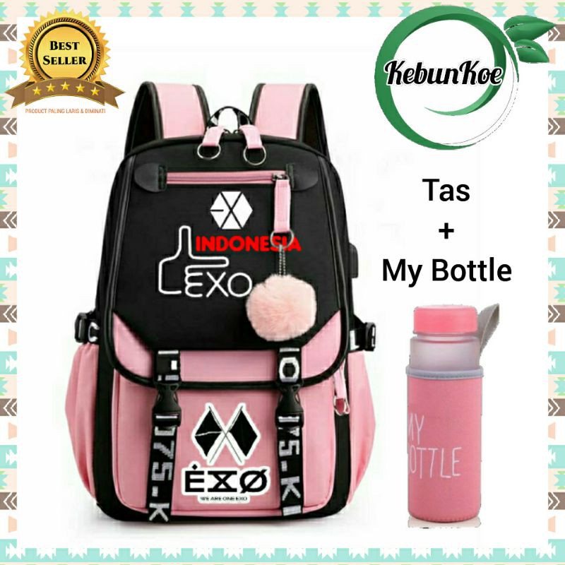 Tas Sekolah Anak Perempuan Ransel Wanita Backpack 3XX0 Bonus My Bottle