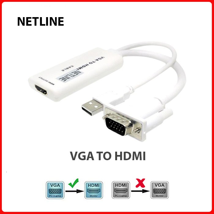 Converter Cable VGA to HDMI with audio Netline