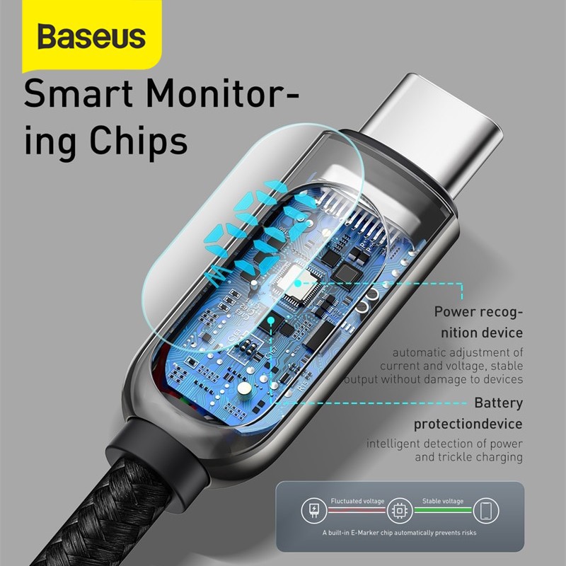 BASEUS KABEL CHARGER TYPE-C TO TYPE-C 100W LED DISPLAY FAST CHARGING