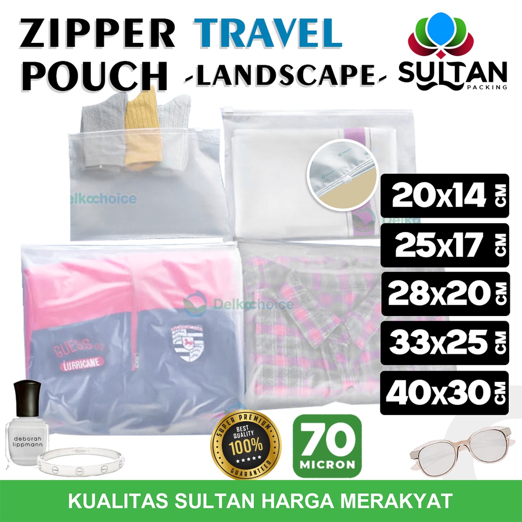 Plastik Travelling Pouch 28x20cm LANDSCAPE MATTE zipper storage Travel organizer bag / SATUAN