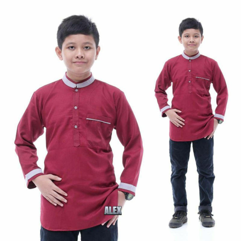 Koko anak lengan panjang polos bahan katun adem