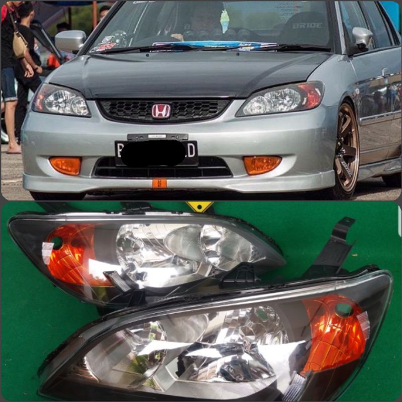 Headlamp/Lampu depan blackhousing honda civic ES vti 2004-2005