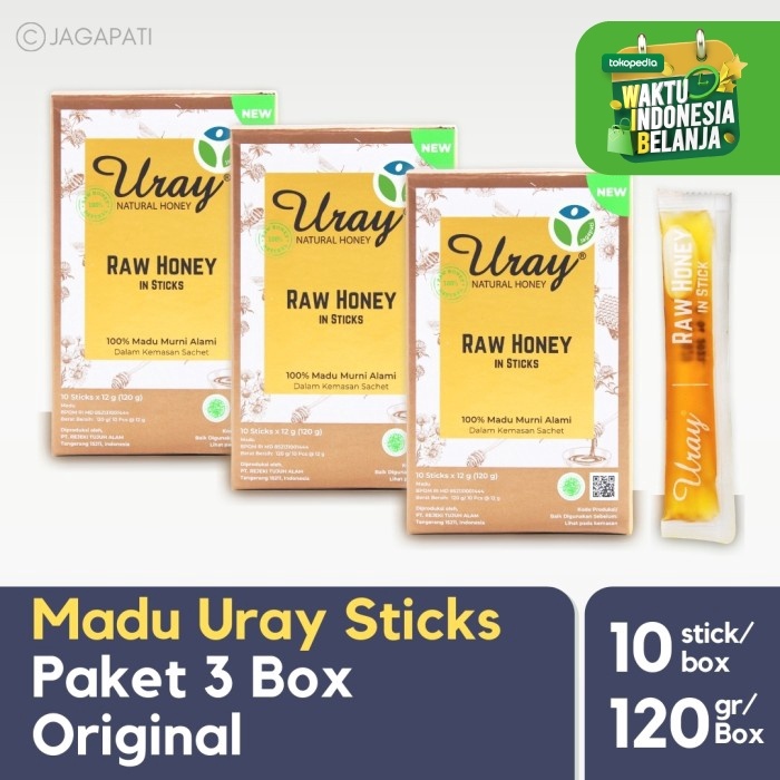 

Paket 3 Box Madu Uray Honey Stick Sachet - Original - Madu Murni