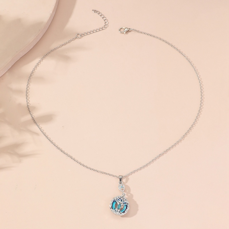 Kalung Sterling Silver 925 Dengan Liontin Kristal Mermaid Warna Biru Untuk Wanita