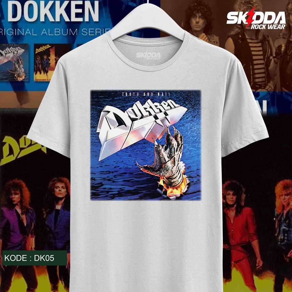 T Shirt Kaos Band Rock DOKKEN – Tooth and Nail - Premium White NSA
