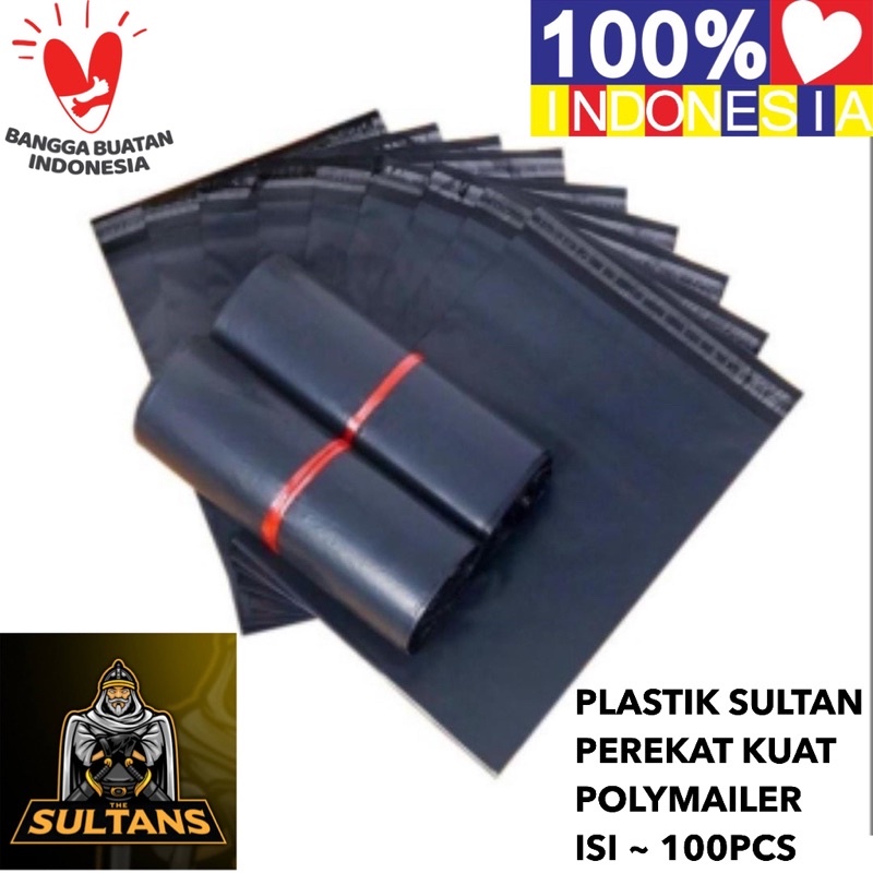 1PACK ISI 100PCS PLASTIK HITAM ONLINE SULTAN BAHAN POLYMAILER PEREKAT KUAT PAKET AMAN SETIAP SAAT