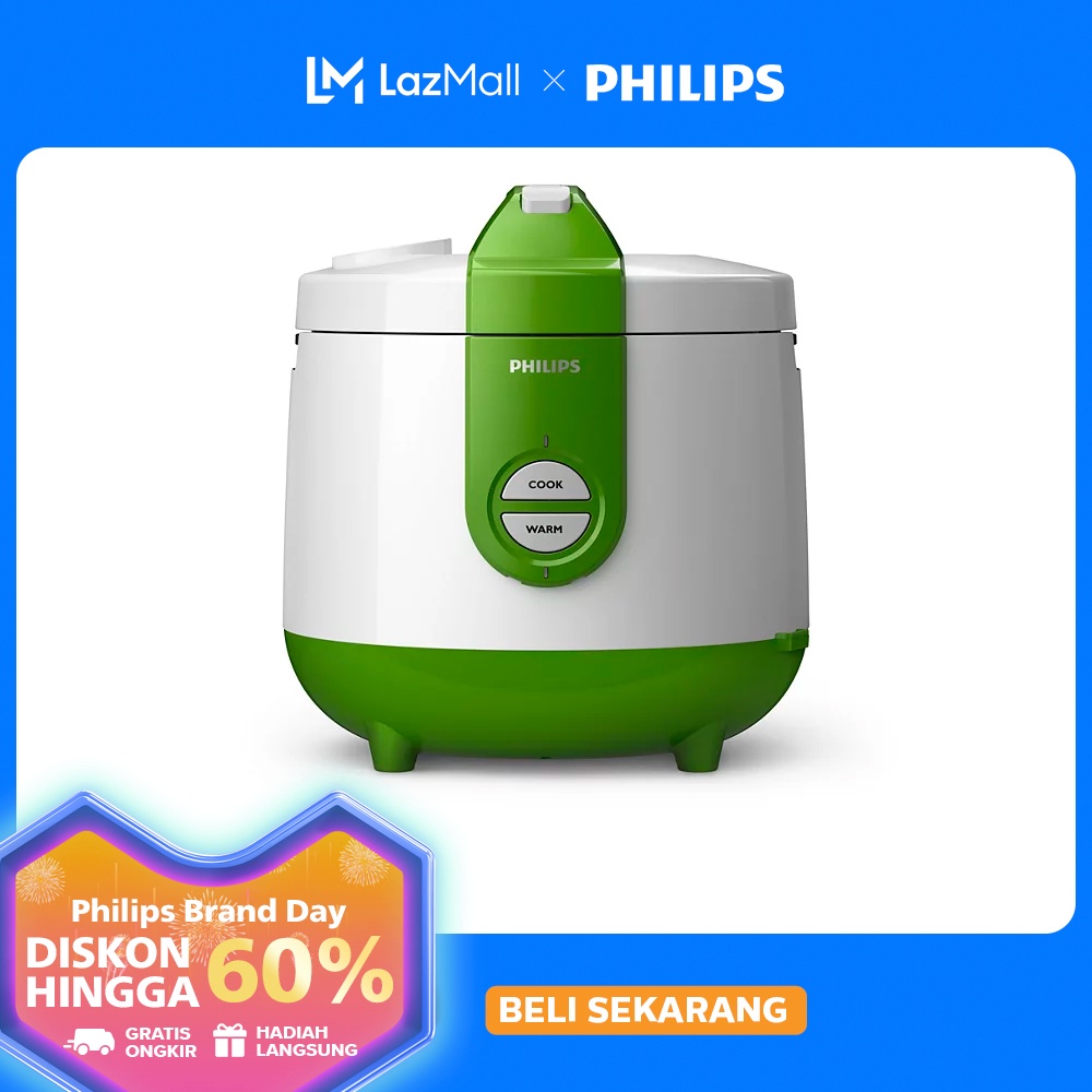 PHILIPS Daily Collection Rice cooker HD3119/30 400Watt - 2L  -  Golden Ceramic Inner Pot  - Green Li