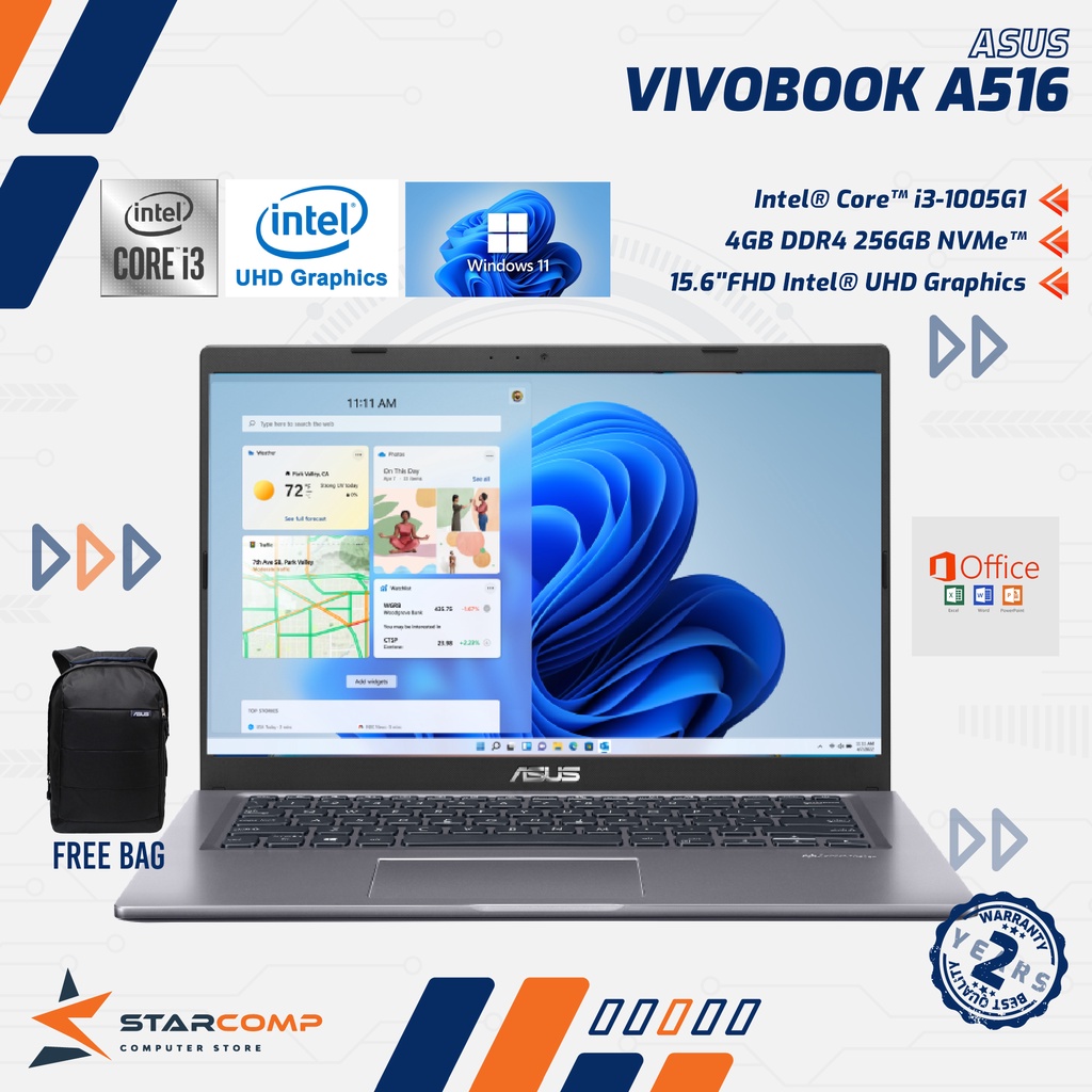 Asus Vivobook 15 A516JAO - i3 1005G1 8GB 512GB SSD 15.6&quot; FHD IPS OHS