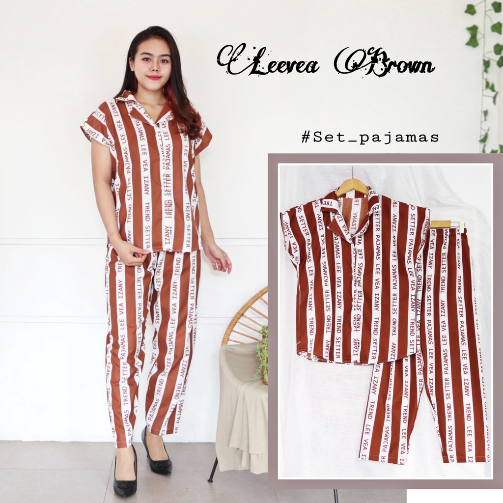 IZANY Piyama Daily ONE Set IZANY LD 104 cm / SET Izany Pajamas Banyak Motif-LEEVEA BROWN