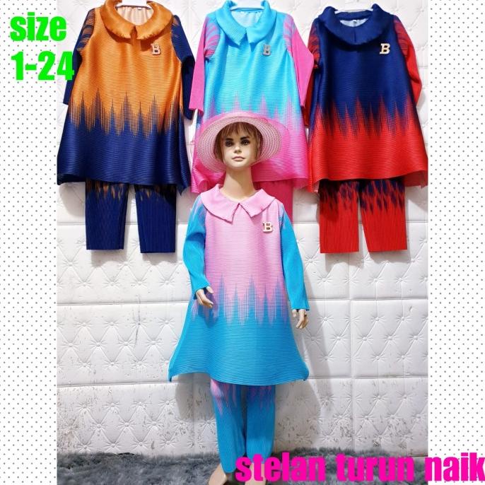 Setelan baju turun naik anak perempuan 4-12 Tahun viral