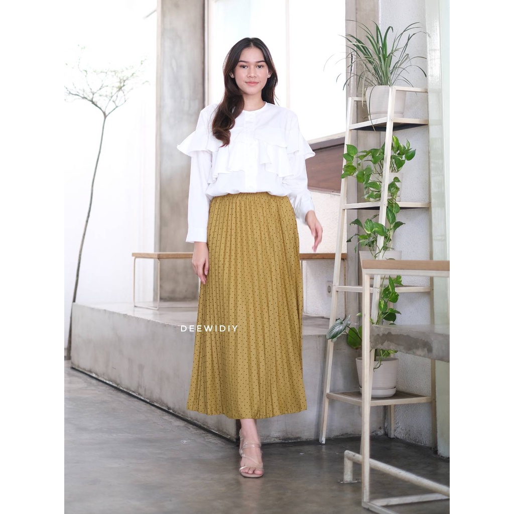 ROK PLISKET MOTIF PANJANG PREMIUM / ROK PLISKET POLKA - POLKA PLEATS SKIRT DEEWIDIY