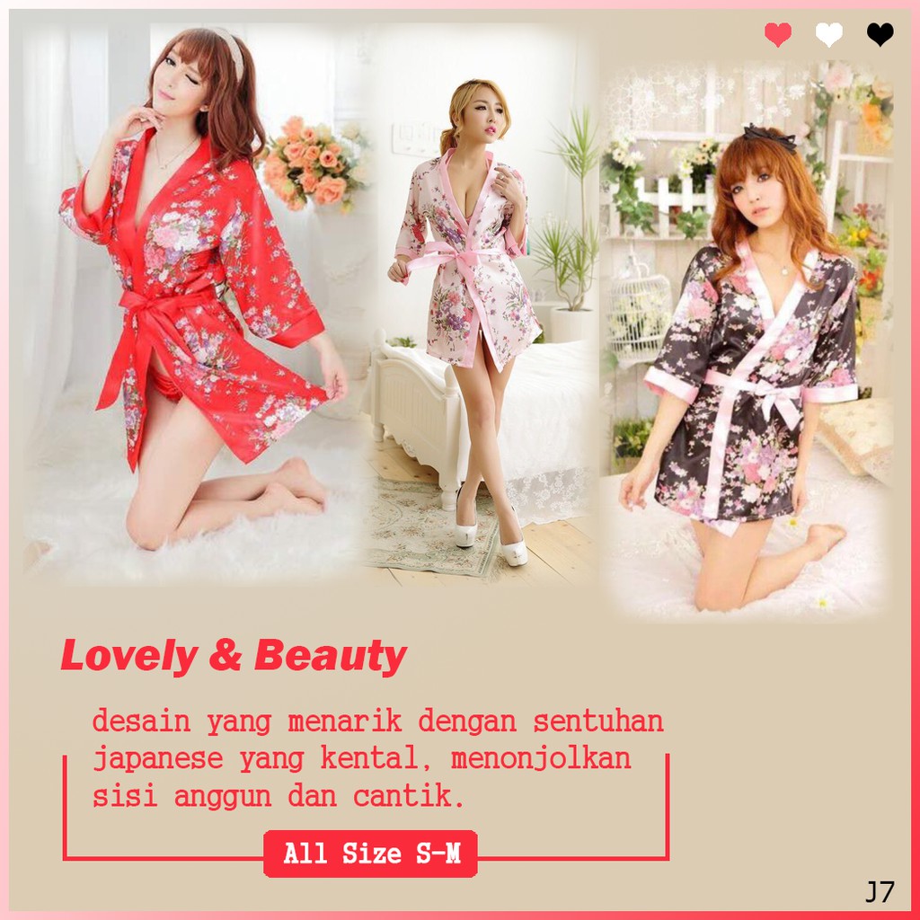  BAJU  TIDUR  KIMONO  SET WANITA MOTIF BUNGA  SEXY CANTIK MURAH 