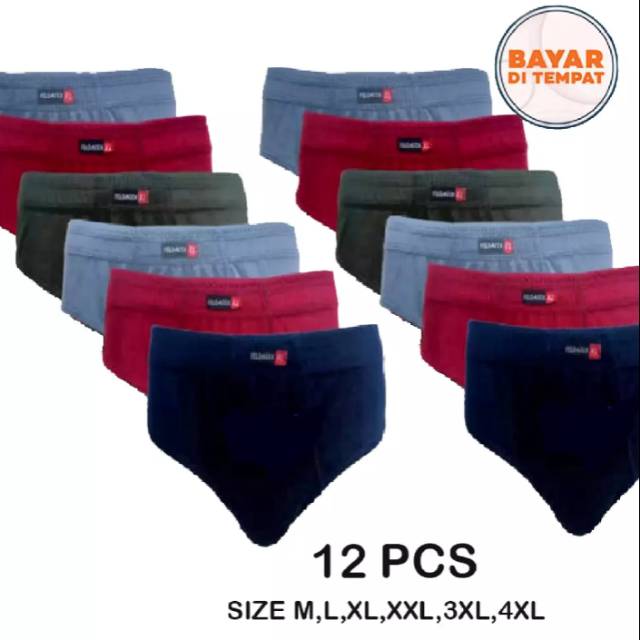 Paket 12 PCS Celana Dalam/ CD Pria FELDATEK Multi Colour/sempak/underwear/Celana Dalam Laki-Laki