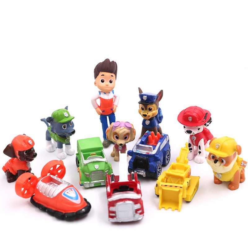 12pcs Mainan Action Figure Paw Patrol Patrulla Canina 4-10cm Untuk Anak