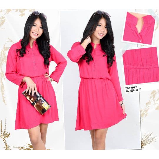 baju wanita / cewe dress gaun [ Misty Fanta SW] pakaian warna pink fanta untuk kerja pesta kado